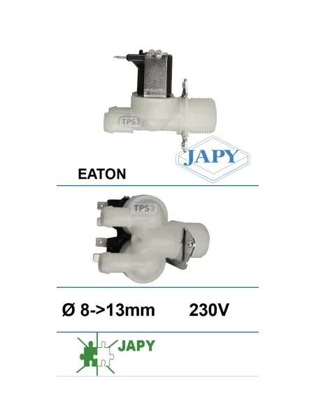 Electroválvula entrada de agua doble 230V Eaton Ø int. 8 - Ø ext. 13 (Japy)