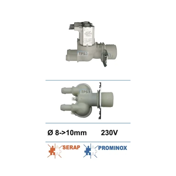 Electrova?lvulas de entrada de agua doble 230V Ø int. 8 - Ø ext. 10 (Serap, Prominox)