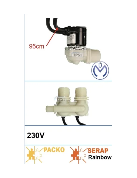 Electroválvula mezcladora doble de 230 V de Müller (Serap Rainbow, Packo)