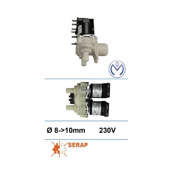 Electroválvula de entrada de agua de doble ángulo Müller 230V DN 8-10 (Serap)