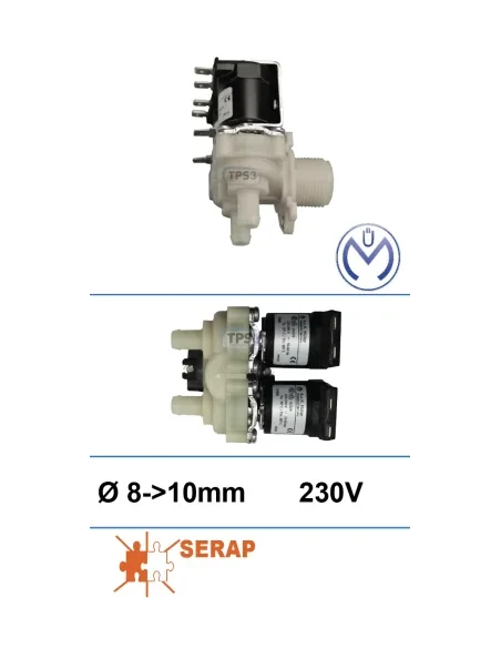 Electroválvula de entrada de agua de doble ángulo Müller 230V DN 8-10 (Serap)
