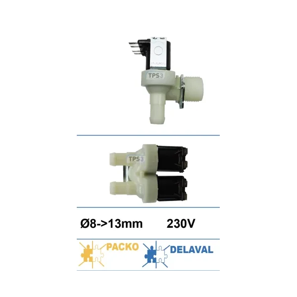 Válvula de entrada de agua de doble ángulo Eaton 230V DN 8-13 (Packo, DeLaval)