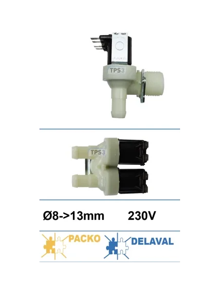 Válvula de entrada de agua de doble ángulo Eaton 230V DN 8-13 (Packo, DeLaval)