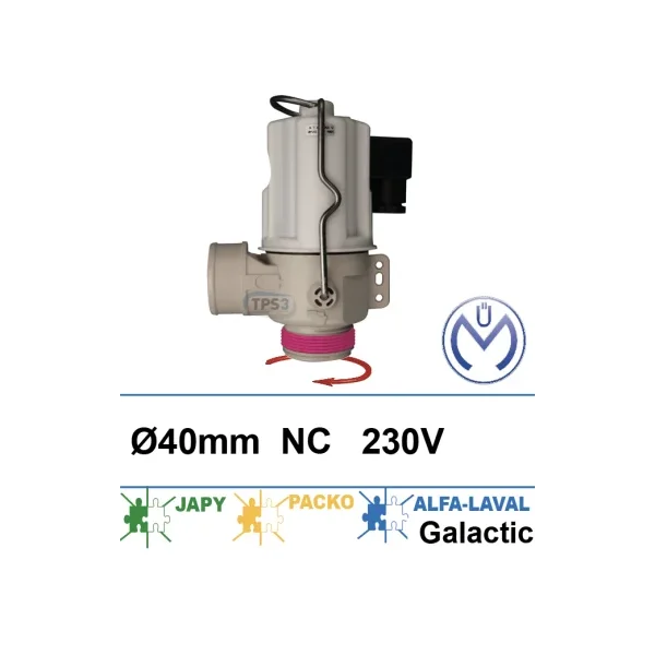 Electroválvulas de desague NC Müller 230V Ø40 conexion lisa (Japy, Packo, Prominox Galactic)