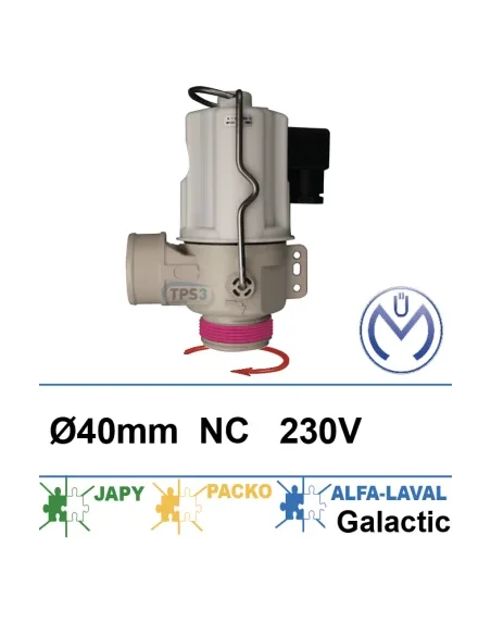 Electroválvulas de desague NC Müller 230V Ø40 conexion lisa (Japy, Packo, Prominox Galactic)