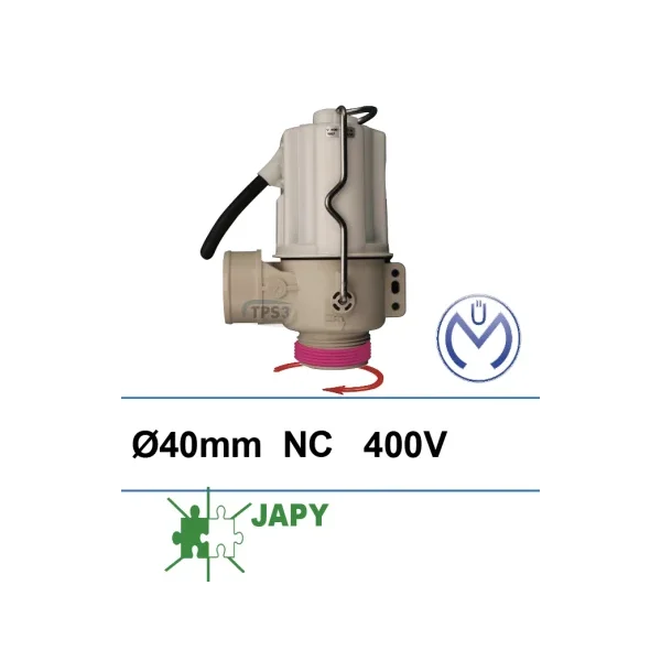 Electrovalvula de desague normalmente cerrada Muller 400V Ø40 conexion lisa (Japy)