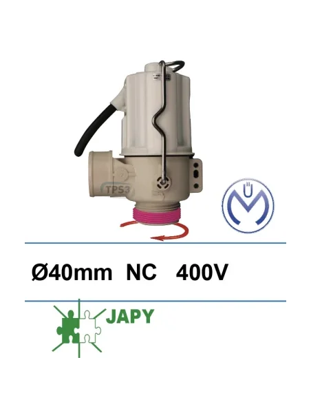 Electrovalvula de desague normalmente cerrada Muller 400V Ø40 conexion lisa (Japy)