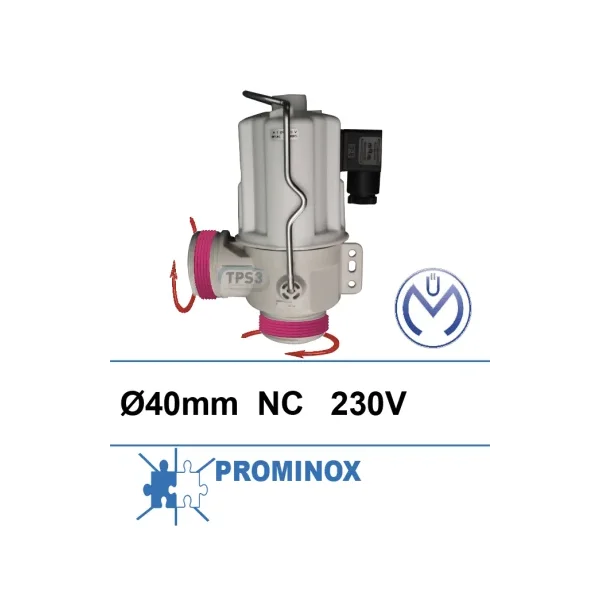 Electroválvulas de desague NC Müller 230V Ø40 conección rosca/rosca (Prominox)