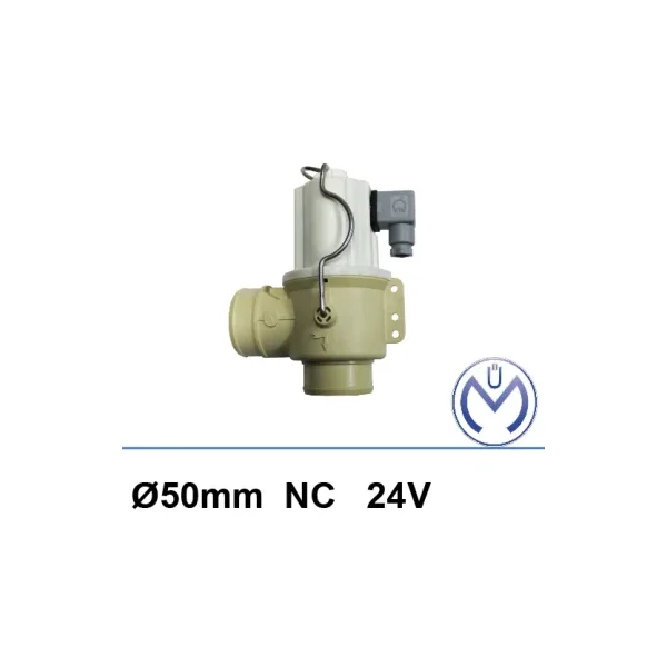 Válvula de purga Müller 24V AC/DC NC DN 50 lisa (Fic, Milkplan)