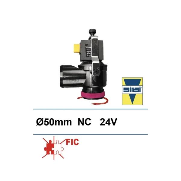 Electroválvula de vaciado Sirai 24V NC DN 50 lisa/roscada (Fic)