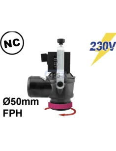 Electrovanne de vidange Sirai 230V NF DN 50 lisse/filetée membrane FPM