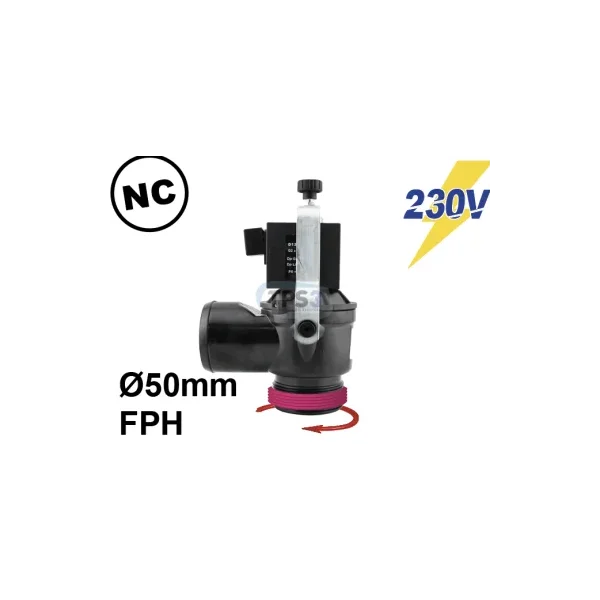 Electrovanne de vidange Sirai 230V NF DN 50 lisse/filetée membrane FPM