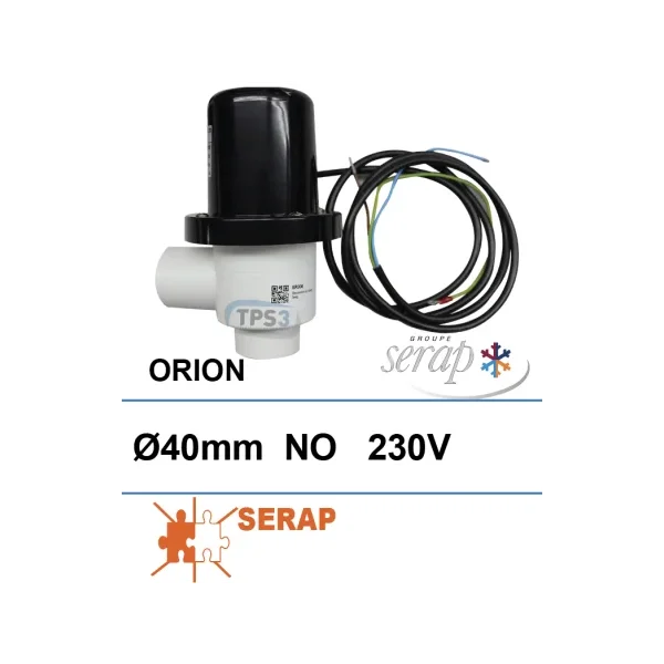 Electroválvula de vaciado Orion Ø40, NA, 230V (Serap)