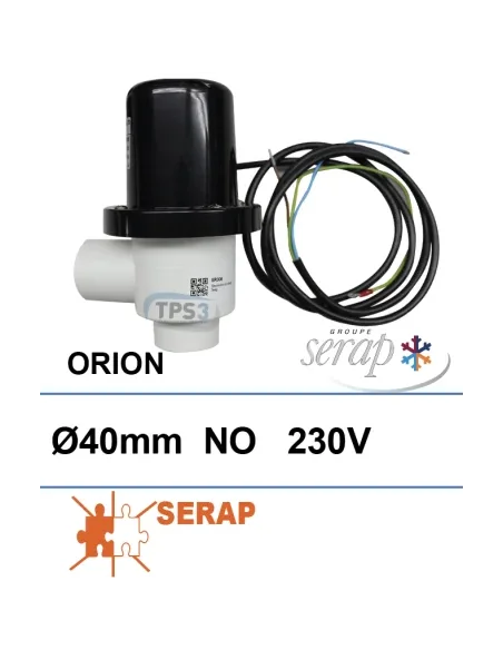 Electroválvula de vaciado Orion Ø40, NA, 230V (Serap)