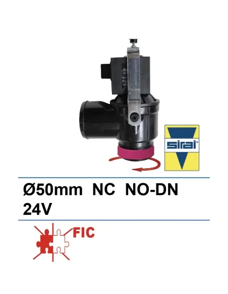 Electroválvula de vaciado Sirai 24V NO DN 50 lisa/roscada (Fic)