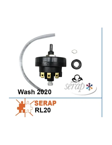 Presostato de detección de nivel de agua + tubo flexible + soporte Wash 2020 (Serap RL20)