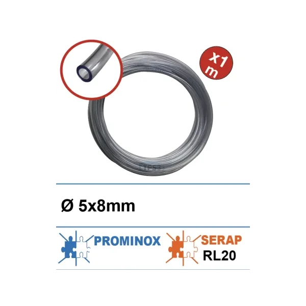 Tubo transparente adaptable 5x8 para detergente (Serap, Prominox)