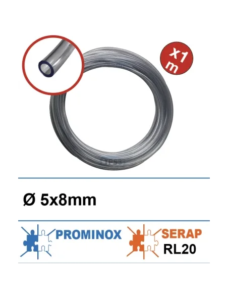 Tubo transparente adaptable 5x8 para detergente (Serap, Prominox)