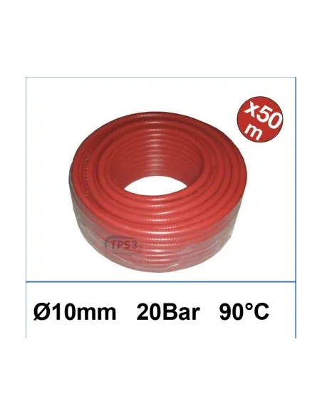 Tubo rojo para aprovisionamiento de agua EPDM Ø10/16 20 bar - 90°C