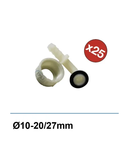 Racor hembra acodado de plástico 20/27, por bolsa de 25