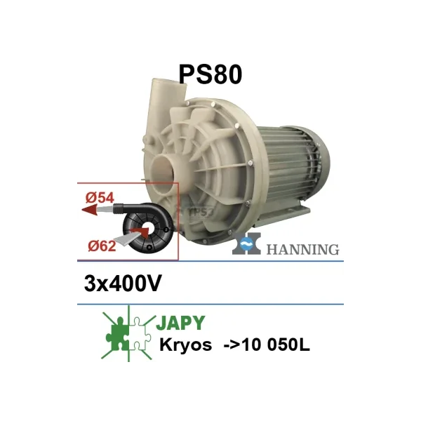 Bomba de lavado Hanning PS80 3x230-400V para tanques Kryos 10050L (Japy)