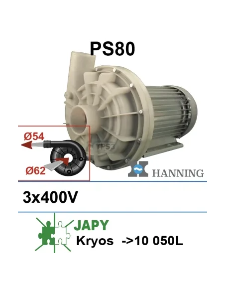 Bomba de lavado Hanning PS80 3x230-400V para tanques Kryos 10050L (Japy)