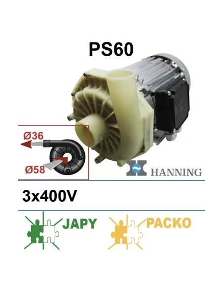 Bomba de lavado Hanning PS60 3x400V (Japy, Packo)