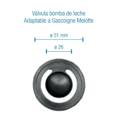 Valvula bomba de leche adaptable a Gascoigne Melotte y fullwood