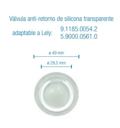 Válvula anti retorno de silicona transparente para Lely ( 9.1185.0054.2 y 5.9000.0561.0 )