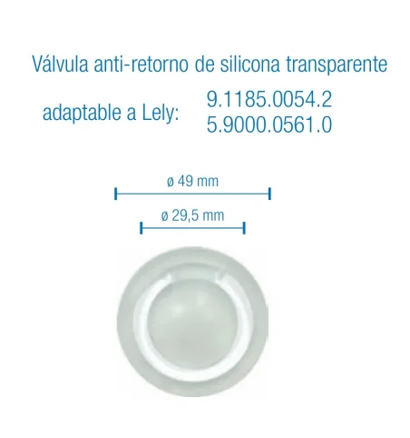 Válvula anti retorno de silicona transparente para Lely ( 9.1185.0054.2 y 5.9000.0561.0 )