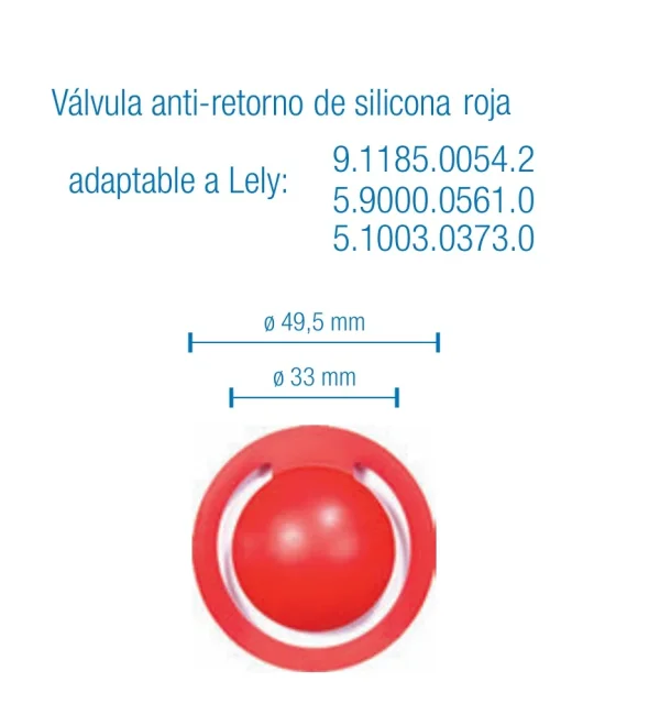 Válvula anti retorno de silicona roja  Lely 9.1185.0054.2 , 5.9000.0561.0 , 5.1003.0373.0