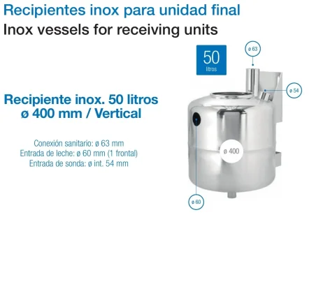 Recipiente Inox 50 Litros para Leche | Cubo Acero Inoxidable