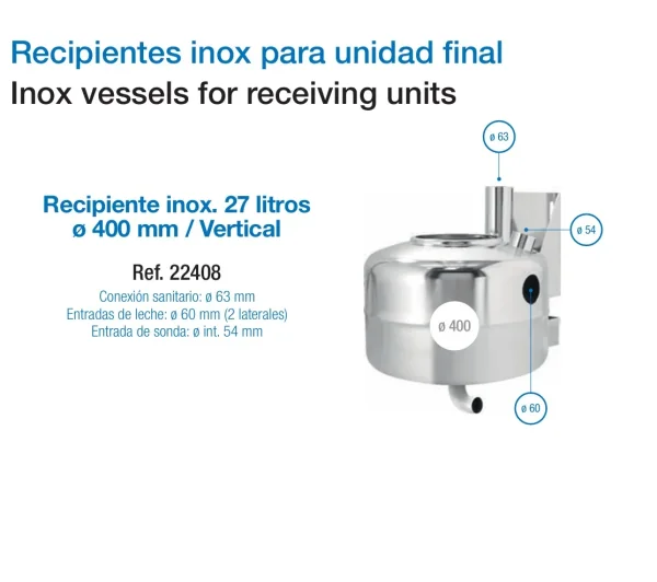 Recipiente Inox 27 Litros para Leche | Cubo Acero Inoxidable