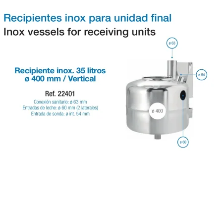 Recipiente Inox 35 Litros para Leche | Cubo Acero Inoxidable