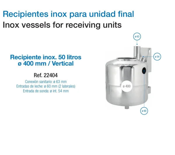 Recipiente Inox 50 Litros para Leche | Cubo Acero Inoxidable