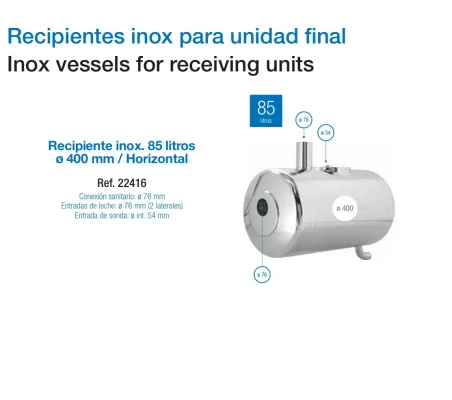 Recipiente Inox 85 Litros para Leche |  Acero Inoxidable
