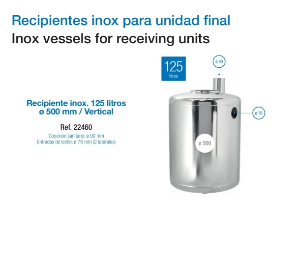 Recipiente Inox 125 Litros para Leche | Acero Inoxidable