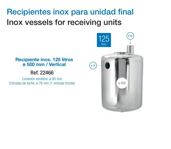 Recipiente Inox 125 Litros para Leche | Acero Inoxidable