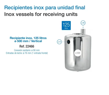 Recipiente Inox 125 Litros para Leche | Acero Inoxidable