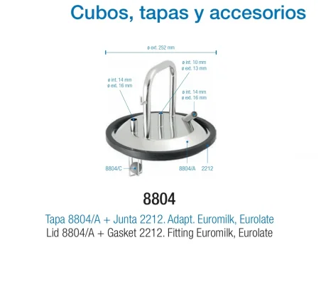 Tapa 8804/A + Junta 2212 Adaptable Euromilk y Eurolate