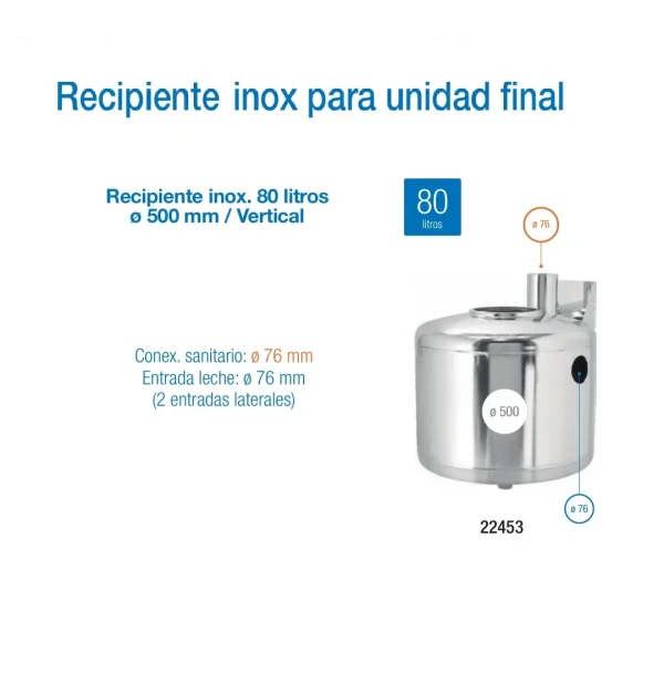 Unidad final en acero inoxidable con capacidad de 80 litros