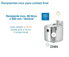 Recipiente inox 100 litros /  Vertical 500 mm