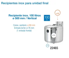 Recipiente inox 100 litros /  Vertical 500 mm