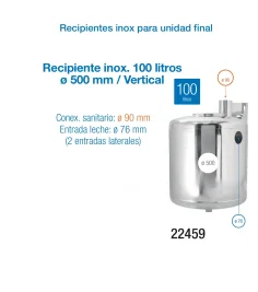 Recipiente Inoxidable 100 Litros Ø 500 mm / Vertical