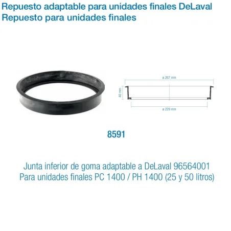 Junta Inferior de Goma Adaptable a DeLaval | Repuesto Ordeño