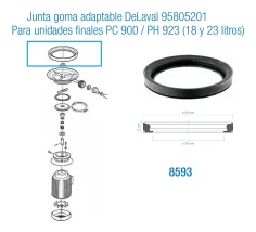 Junta de Goma Adaptable DeLaval   para  PC 900 y PH 923,  18 y 23 Litros