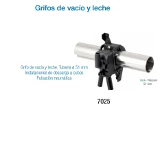 Grifo de vacío y leche con tubería Ø 51 mm | Descarga a cubos y pulsación neumática