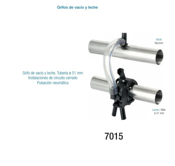 Conector Rapido Vacio/Leche 51 mm | Completo / Circuito cerrado con pulsación neumática. Adap a DeLaval