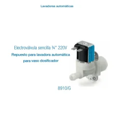 Electroválvula sencilla  ¾” 220V ( 1 salida) para Lavadora Automática | Repuesto