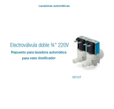 Electroválvula Doble ¾” 220V para Lavadora Automática | Repuesto
